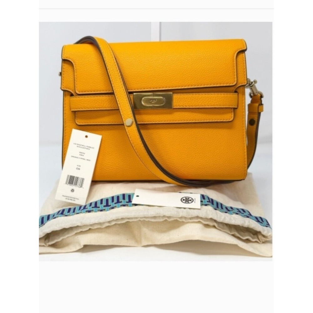 Tory Burch Lee Radziwill Shoulder Bag Citrine Pebbled Leather NWT $798 Yellow